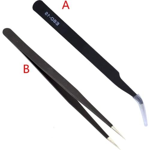 L9BE Carbon Steel High Precision Black Handicraft Clamp Plier Curved Tweezer DIY Nipper ESD-15/ESD-14