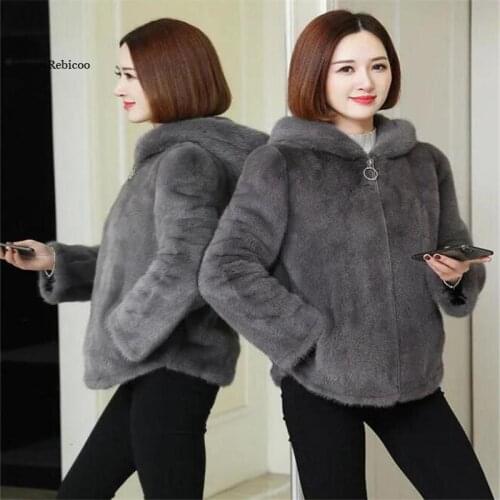 Womens Plus velvet Hooded Jacket thick double-sided fleece Oversized Feminine Outwear Soft Warm Faux fur Coats Cardigan Hoodies