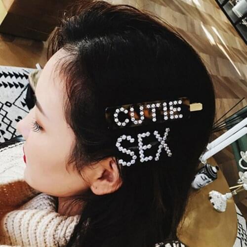 Women Korean Style Metal Alloy Hairgrip Geometric Rectangle Duckbill Hair Clip Glitter Rhinestone Letter Retro Leopard Accessory