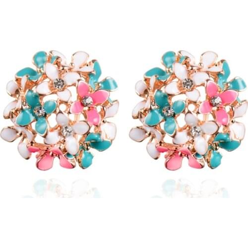 Stud Earrings For Women Female 2021 Boucle D'oreille Crystal Flower Clover Earring Gold Bijoux Jewelry Brincos Mujer