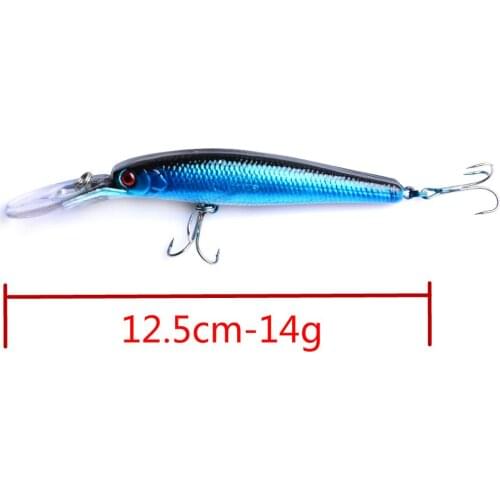 1Pcs 12.5cm/14g 4 Color Bait Sunken Mino Bait Road Bait Rattan Hook Wiggler Deep Submergence Marine Artificial Plastic Bait