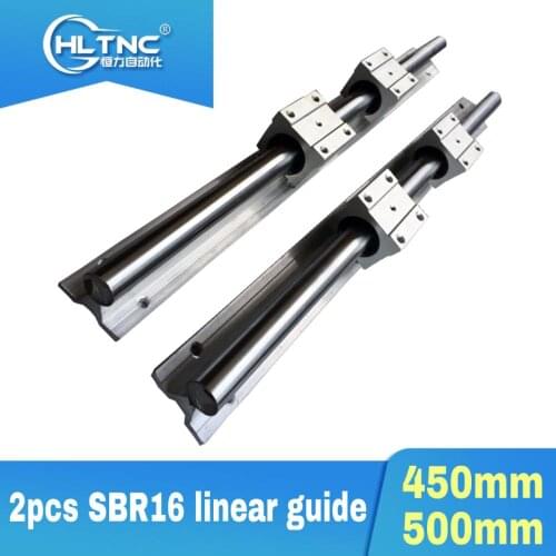 2 pcs SBR16 450mm 500mm linear guide and 4 pcs SBR16UU linear bearing blocks,sbr16 length 450mm 500mm for CNC parts
