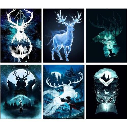 6style Choose Deer Animal Art Film Print Silk Poster for Your Home Wall Decor 24x36inch