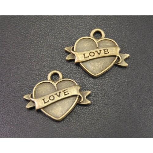 5pcs Bronze Love Heart Charms For DIY Handmade Jewelry 21X26mm A1975