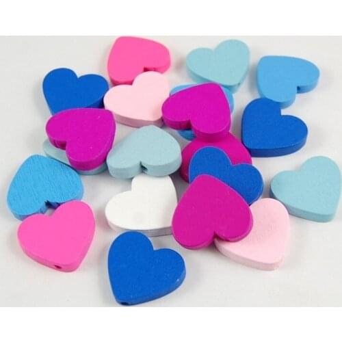 50pcs 23mm Wood Beads Heart Shape Unfinished Wooden Loose Beads Wood Spacer Beads with Hole for Crafts DIY Jewelry Making
