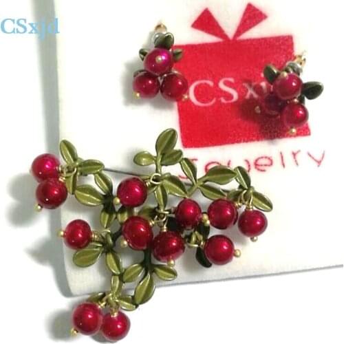 CSxjd High quality natural pearls brooch jewelry fruit Rose color fashion brooch Womens wedding accessories