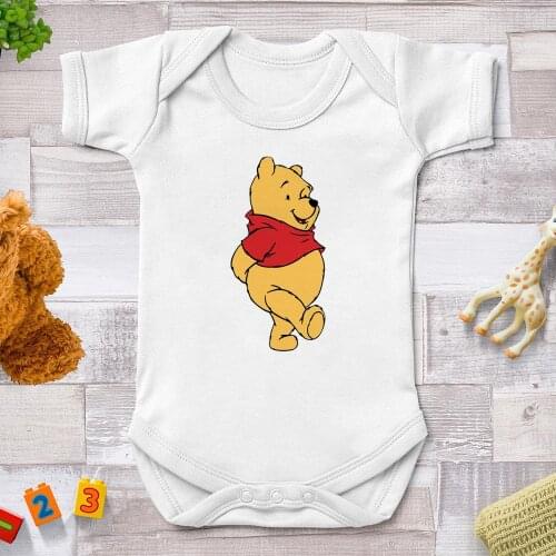 Baby Clothes Baby Girl Boy Summer White O-neck Jumpsuits Harajuku Baby Clothes Winnie The Pooh Cartoon Newborn Bodysuits Tops