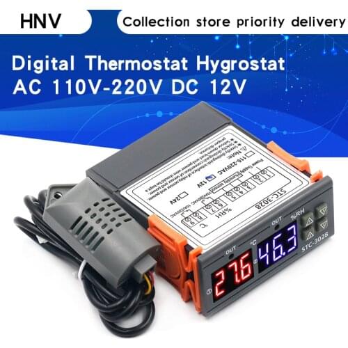 Dual Digital Thermostat Temperature Humidity Control STC-3028 Thermometer Hygrometer Controller AC 110V 220V DC 12V 24V 10A