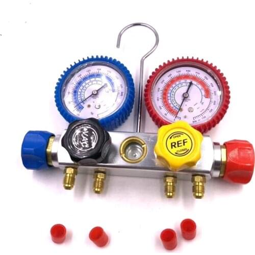 Refrigerant manifold gauge 4 port 60" Double manifold gauges with hose