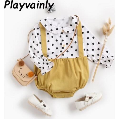 2020 Autumn New Baby Girl Bodysuit Polka Dot Cotton Long Sleeve Newborn Jumpsuit Romper Baby Clothes E9112