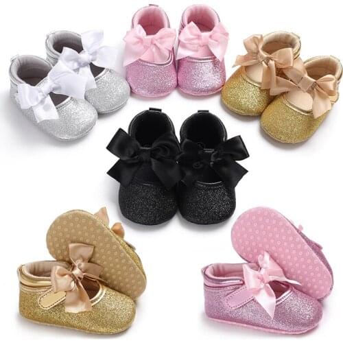 Spring and Autumn Baby Girls Shoes First Walker Glitter Sneaker Anti-Slip Soft Sole Toddler Winter Children Shoes