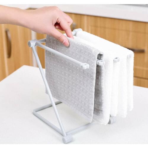 Kitchen Dishcloth Foldable Drying Rack Shelf Towel Storage Organizer Holder Rack Cupboard Hanger Sundries Holder Storage Stand