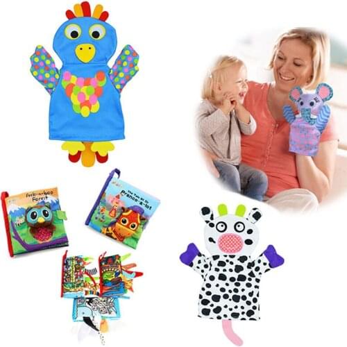 25cm Baby Hand Puppet Toy Infant Bath Towel Appeasa Bibs Parent-child Interaction Soft Stuffed Plush Toys Mobile Phone Straps