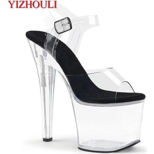 Fashion transparent waterproof platform, summer 17 cm stiletto heels, transparent vamp nightclub sexy 7 inch pole dancing sandal