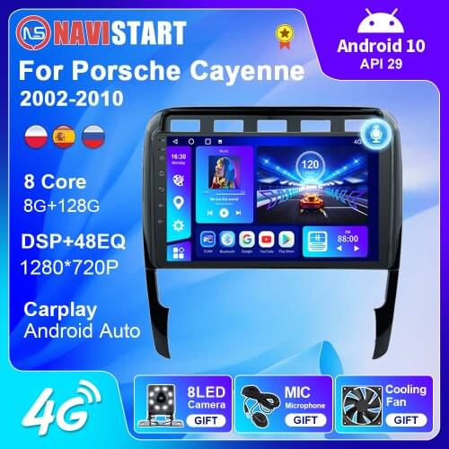 Android 9.0 For Porsche Cayenne 2002-2010 GPS 2 Din Radio DSP Carplay Rear Camera WIFI 4G Navigation Car Multimedia DVD Player