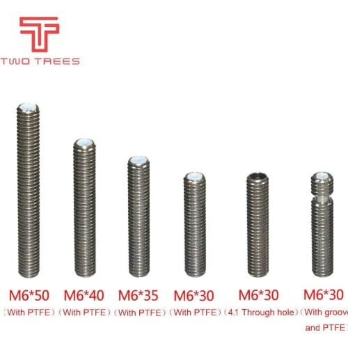 Stainless Steel Throat Long M6 30mm 40mm Threaded For MK8 MK9 1.75mm Filament 3D Printers Tube Full Metal Part 4.1