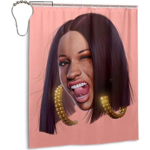 NEW Cardi B Curtains Bathroom Curtain Frabic Waterproof Polyester Bathroom Curtain with Hooks
