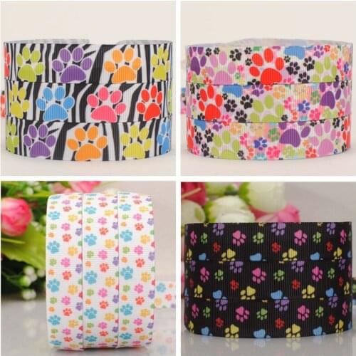 New 5/8 " 16 mm color dog paw ribbon pattern printed grosgrain tape ribbon free shipping