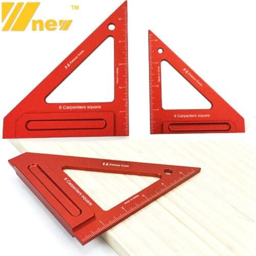 Carpenters Aluminum Alloy Square Ruler 45 and 90 Degrees Triangle Level Gauge Woodworking Wide Seat Marking Line Measuring Tools