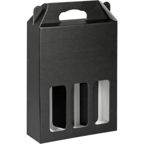 Strong cardboard beer box 3 bottle 750ml wine paper packaging box with handle