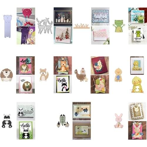 Lovable Critters Cutting Dies Hedgehog Dog Reindeer Bunny Frog Panda Sheep Hen Chick Duck Bear Bookmark DIY Craft Embossing Dies