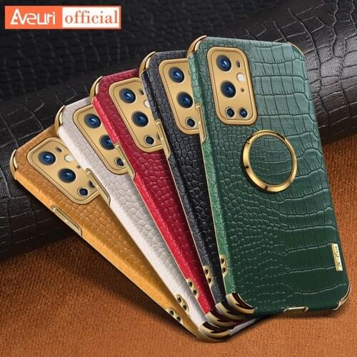 Luxury Leather Phone Case For OnePlus 9 Pro 9R 9Pro Ring Car Holder Silicone Back Cover Protection Case For One Plus 9 Pro Coque