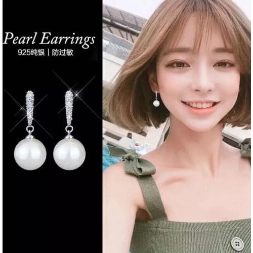 Delicate Earrings 925 Sterling Silver Elegant Pearls Refined Cubic Zirconia Nifty Noble Jewelry Shining Delicate Earring Pearly