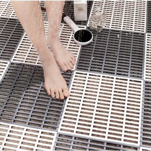 Foldable Bath Mat PVC Splicing Bathroom Mat Non Slip Shower Mats For Toilet Square Quick Drain Shower Pad Bathroom Accessories