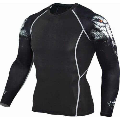 Toppick Wolf 3D Printed Tights Fitness Running Shirt Men Breathable Long Sleeve Compression Shirt Sport Running Top Gym T Shirt