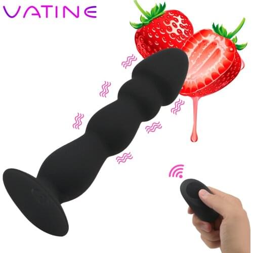VATINE Suction Cup Butt Plug Remote Control Silicone Bead Dildo Vibrator Anal Plug Sex Toys Male prostate Massager Vibrator