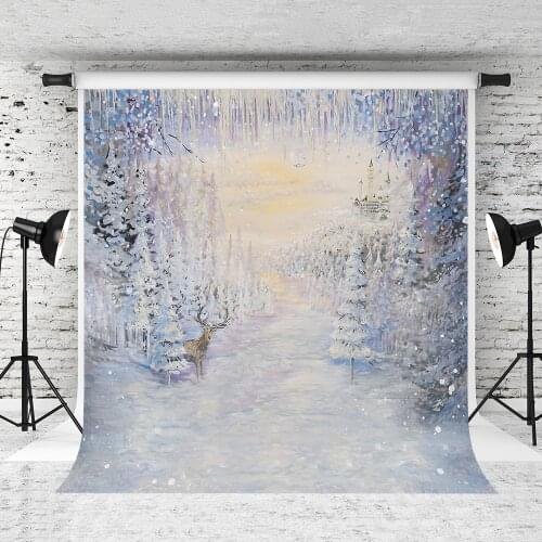 VinylBDS 10x10ft Winter Photography Backdrops Snow Tree Forzen Newborn Photography Princess Studio Photo Background