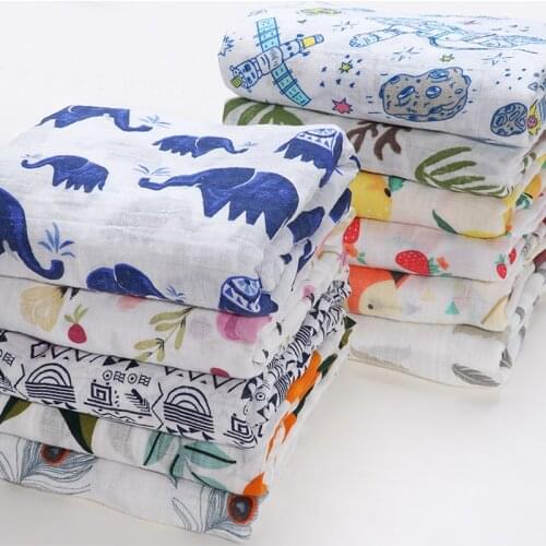 High Quality Cotton Baby Blanket Newborn Infant Bebe Swaddle Wrap Stroller Accessories Flamingo Cartoon Animal Print Baby Stuff
