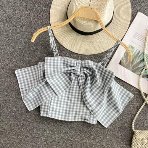 Chest Binder Bowknot Plaid Canus Womens Summer 2021 Girls Bandeau Vest Street Wear Ins Tide Beauty Back Tube Top Top Blouse
