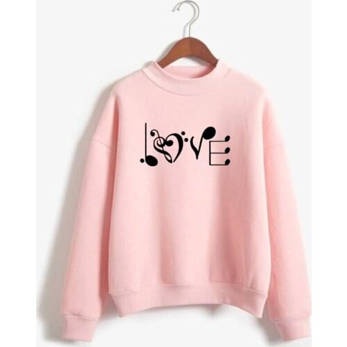 Love Music Heart Hoodies Women Music Lover Gift Sweatshirts Femmes Sweet Long Sleeve Winter Autumn Plus size Tops