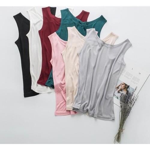 Womens 50% Silk 50% Viscose Knit Sleeveless T-Shirts Vest Tank top 8 colors SS303
