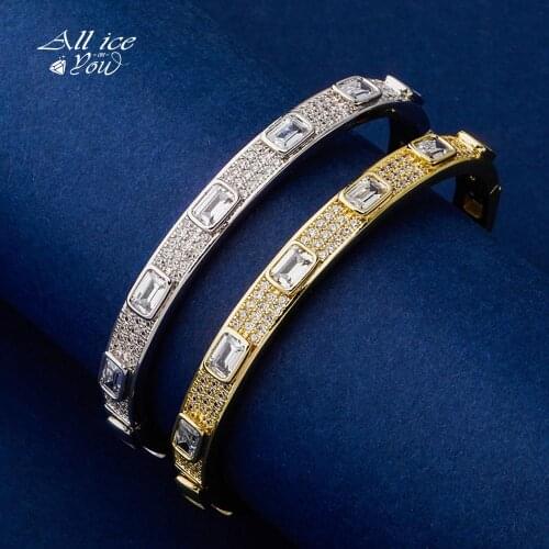 ALLICEONYOU 7mm High Quality Hip Hop Jewelry Iced Out Bling Cubic Zirconia Stones Circular Bracelet Women For Sisters Gift