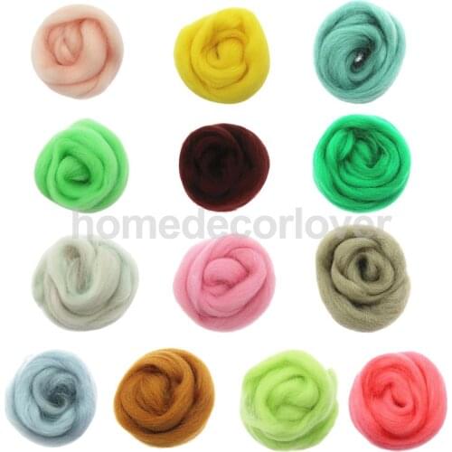 10g Felting Wool Fibre Wool Yarn Roving for Needle Felting Hand Spinning Craft