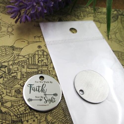 10pcs--"For We Walk By Faith Not By Sight 2 corinthians 5:7"stainless steel charms more style for choosing DIY Charms from Bible