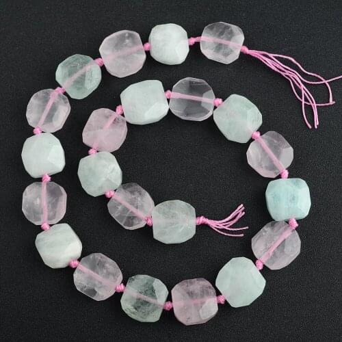 15mm Natural AA+ Morgan aquamarina Colorful Square Stone Beads 15 Inch