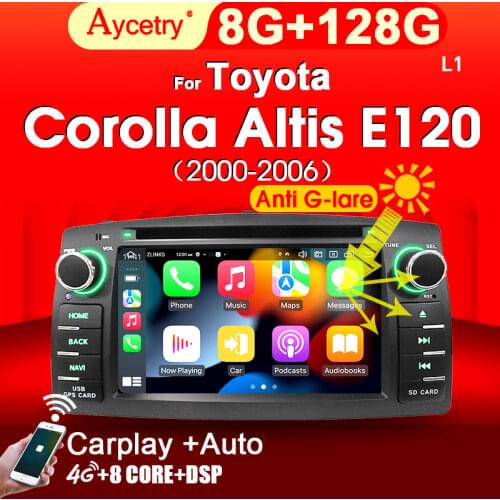 2 din Android 10 Car radio Carplay For Toyota Corolla E120 E150 2002-2009 Multimedia Player autoradio auto stereo GPS bluetooth