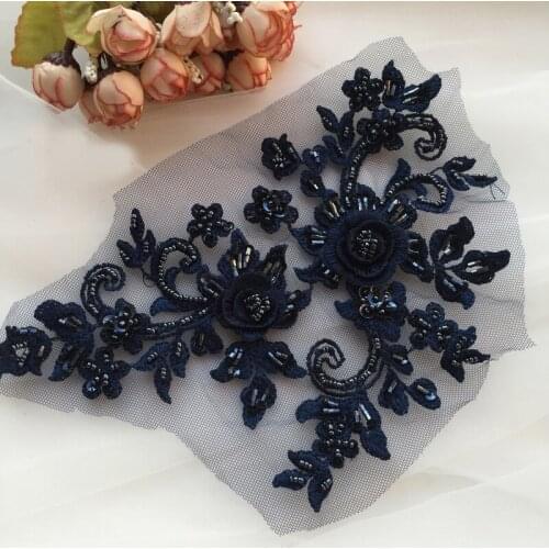 2Pcs 13*14cm Creative beaded lace embroidered applique Clothes sewn wedding dress dance performance clothing accessories AC452