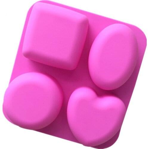 4 holes different shapes geometric silicone cake mold Handmade soap moldHome baking DIY high temperature resistance