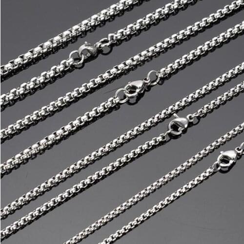 5pcs Lot in bulk Stainless Steel Fashion Square Rolo Link Chain Necklace 3mm /4mm 18''-32'' choose