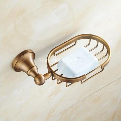 Bathroom Accessory Vintage Retro Antique Brass Wall Mounted Bathroom Soap Basket Dish Holder aba080