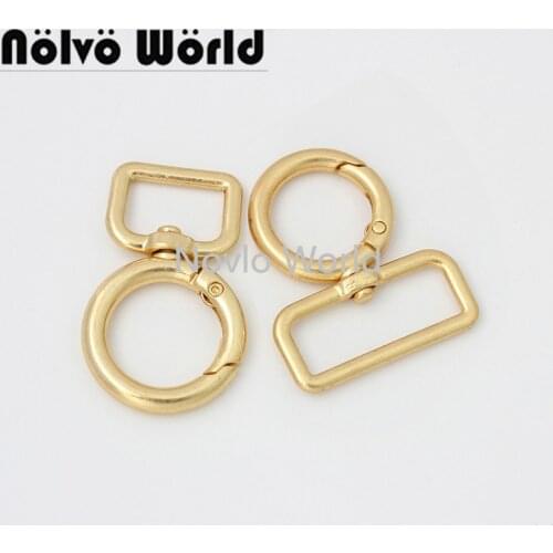 10-50 pieces 5 size 17-19-25-32-38mm Satin gold Squared Spring Gate 2 Rings Bags Belt Strap Rectangule Buckles DIY Snap Hook