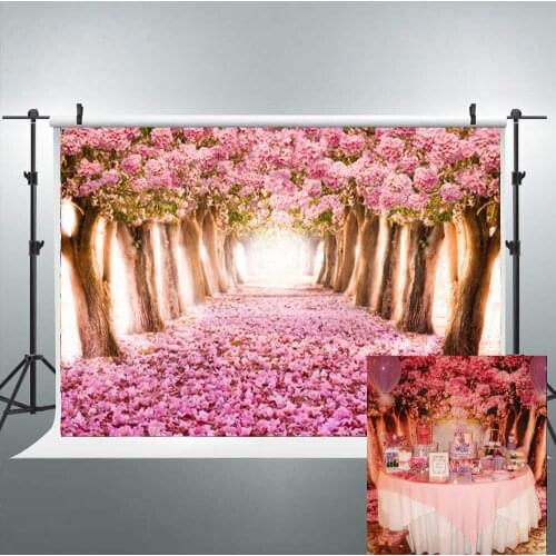 BEIPOTO Spring Photography Backdrop Pink Flower Tree Photo Background Cherry Blossoms Street Vinyl wedding bridal baby shower