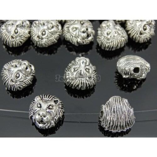 Solid Metal Vintage Tibetan Silver Lion Head Bracelet Necklace Connector Charm Beads 50Pcs/Pack
