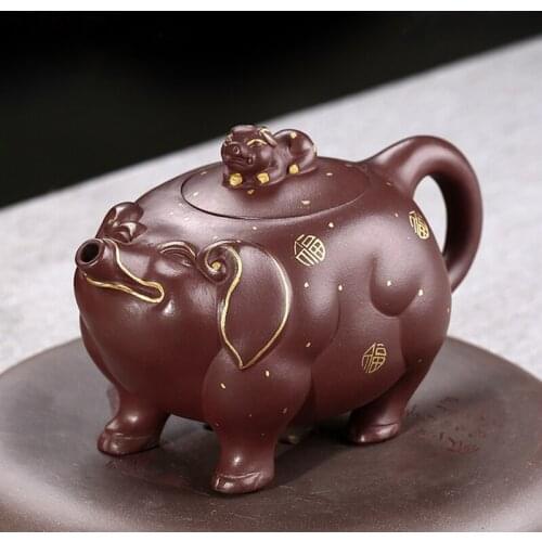 Handmade yixing teapot high grade lucky pig kettle household zisha drinkware
