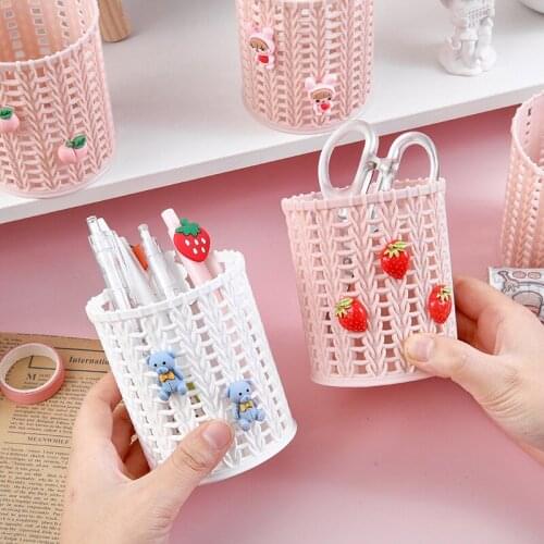 Rattan Pen Holder Desk Accessories Pen Holder Pen Holder Desk Organizer Desk Organizer Office Accessories Makeup Brush Storage