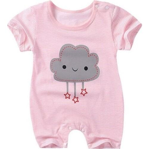 Baby Clothes Short Sleeve Summer Baby Rompers Short Sleeve Newborn Infant Cute Star Cloud Moon Printed Jumpsuit Climbing Clothes